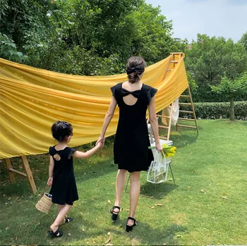

2020 summer parent-child dress mother and daughter dress back bow skirt