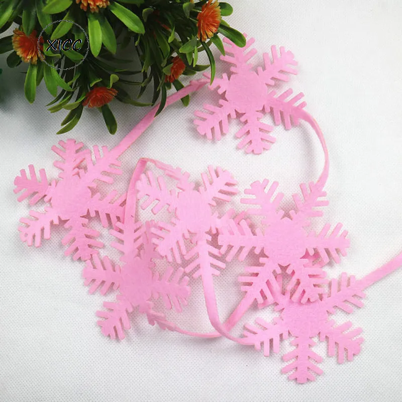 XICC один метр Рождество Снежинка плетеный полиэстер нетканый патч шерсть фетр вечерние аппликация, наклейка украшение для поделок - Цвет: 1m pink