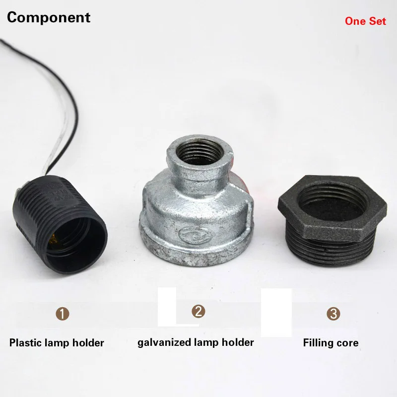 Пластиковый оцинкованный держатель лампы винтовая лампочка разъем DN15 DN20 DN25 креативный Ретро промышленный Лофт светильник в форме водопроводных труб фитинги