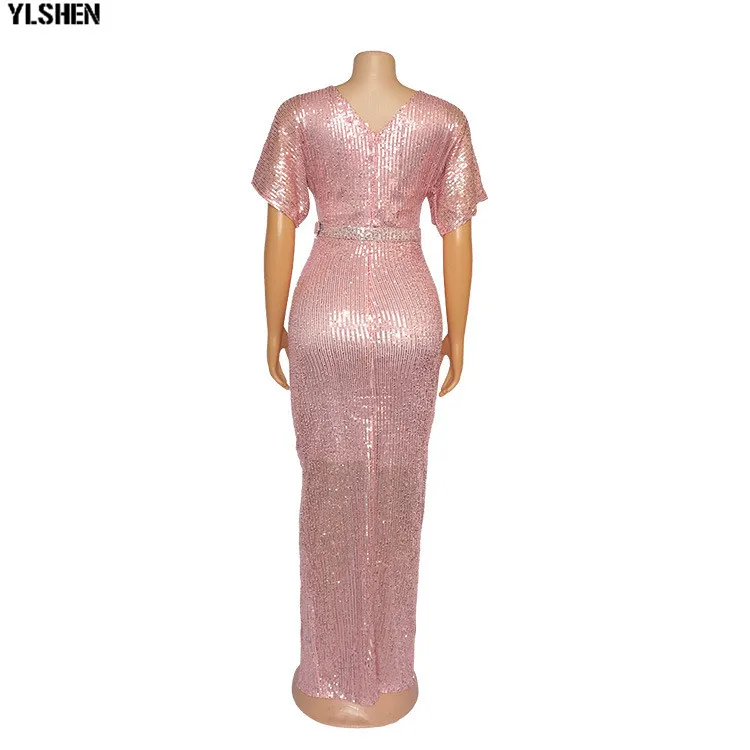 New African Dresses for Women Fashion Sequins Fur Fabric Bodycon Long Maxi Dress African Clothes Lady Elegant Paty Evening Robe 12