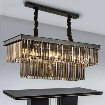 

New Dining Chandelier Dining Table Rectangular Creative Personality Dining Room Bar Modern Chandelier Crystal Chandelier Lamp