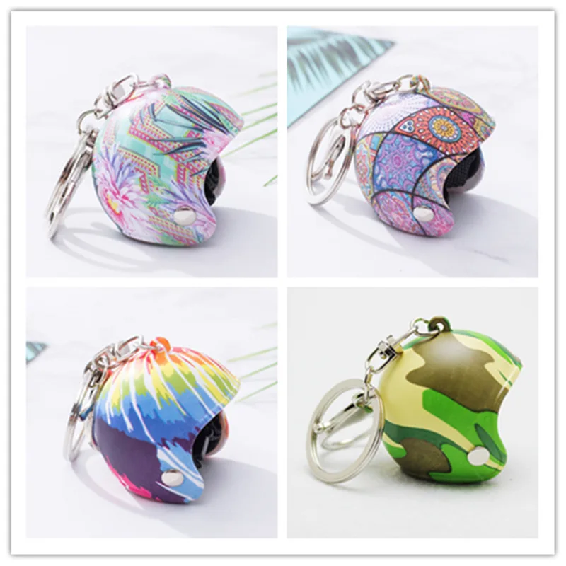 

2019 Cartoon Mini Motorcycle Helmet Key chain For Male and Women Car Accessories Keychains Pendant children Toys Gift key Ring