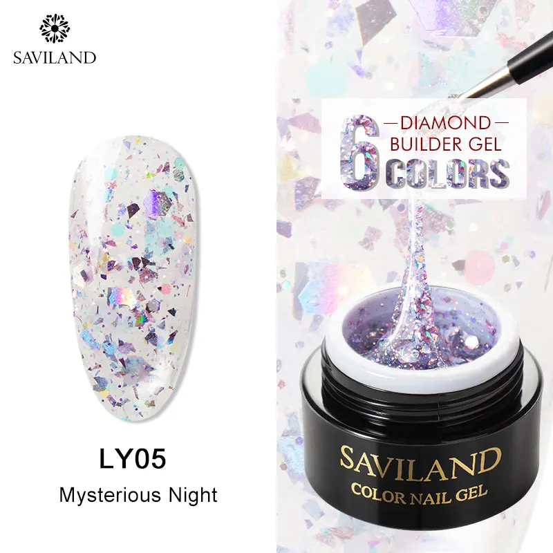 LY05 SAVILAND 6 мл супер блестящий гель-конструктор с бриллиантами УФ-Гель-лак Полупостоянный лак быстрое строительство ногтей - Цвет: LY05