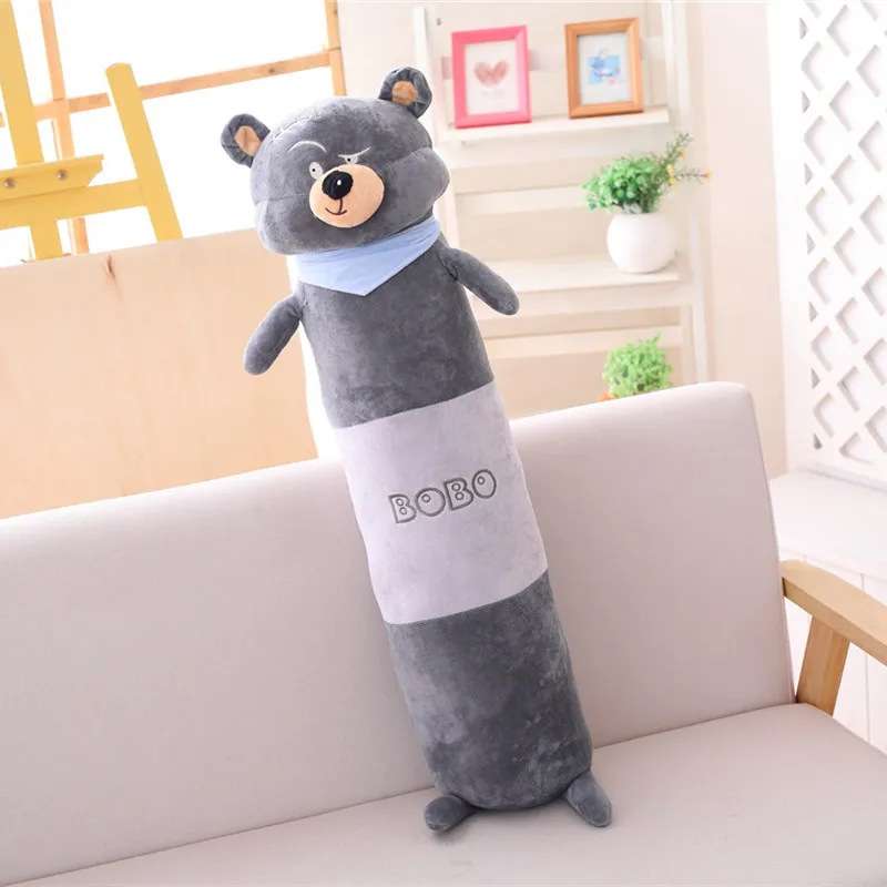 grey Kawaii животные цилиндрический медведь плюшевая подушка мультфильм Длинные Животные Мягкий Спальный валик Беременная Подушка с изображением женщины девушка подарок любовника - Цвет: grey