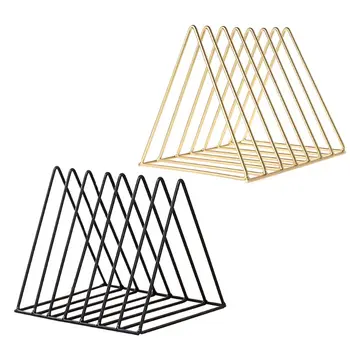 

OOTDTY Iron LP Record Rack Triangle Book Magzine Holder Desk Record Storage Organizer