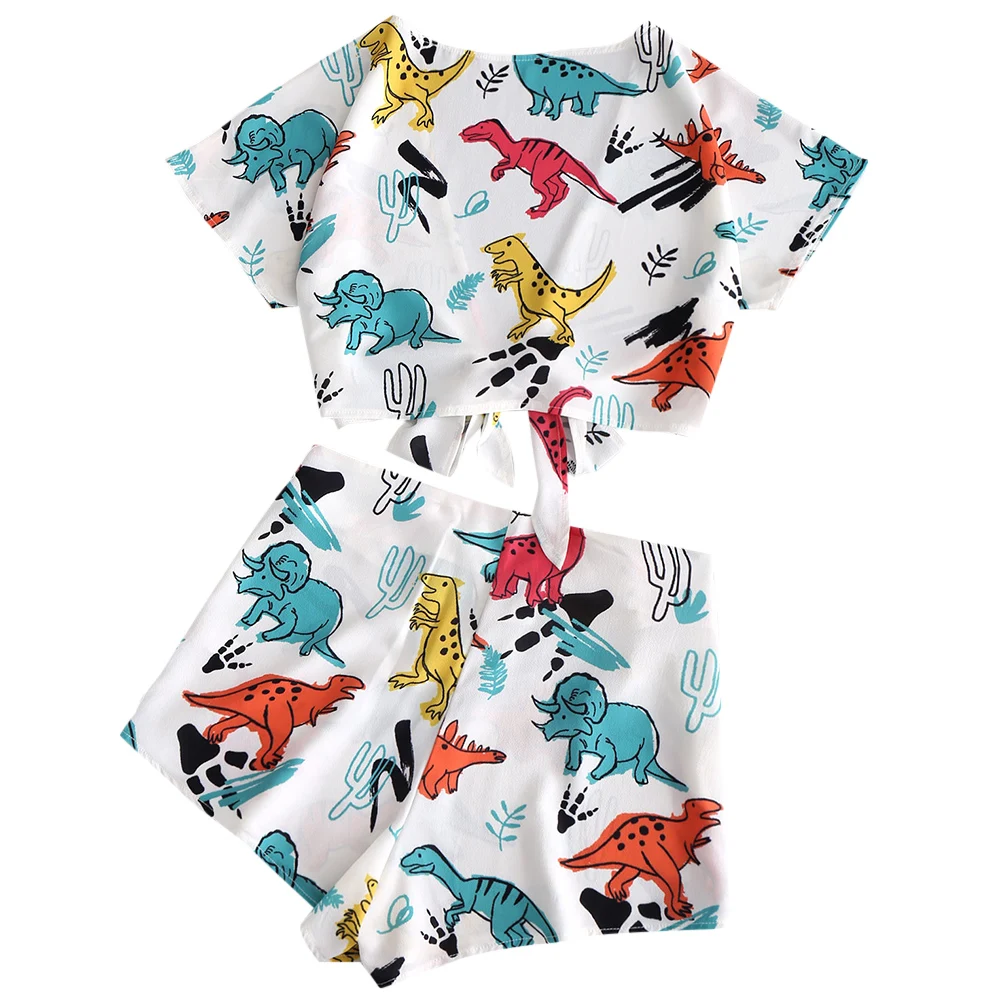 Женский купальник ZAFUL короткий топ с узлом и шорты спортивная одежда пляжная