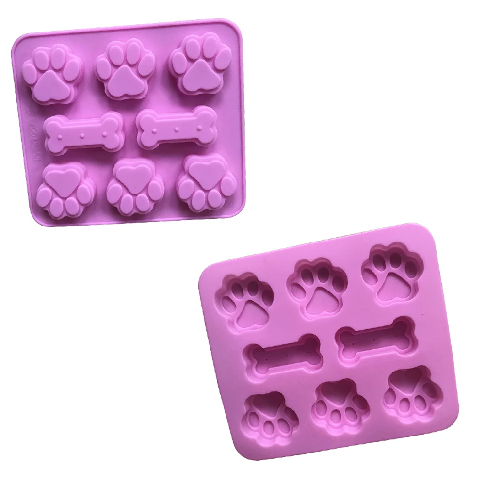Dog Footprint Feet Mould Cake Molds Bone Mold Creative Cookie Fondant Cat Paw Silicone Bakeware Baking Tools