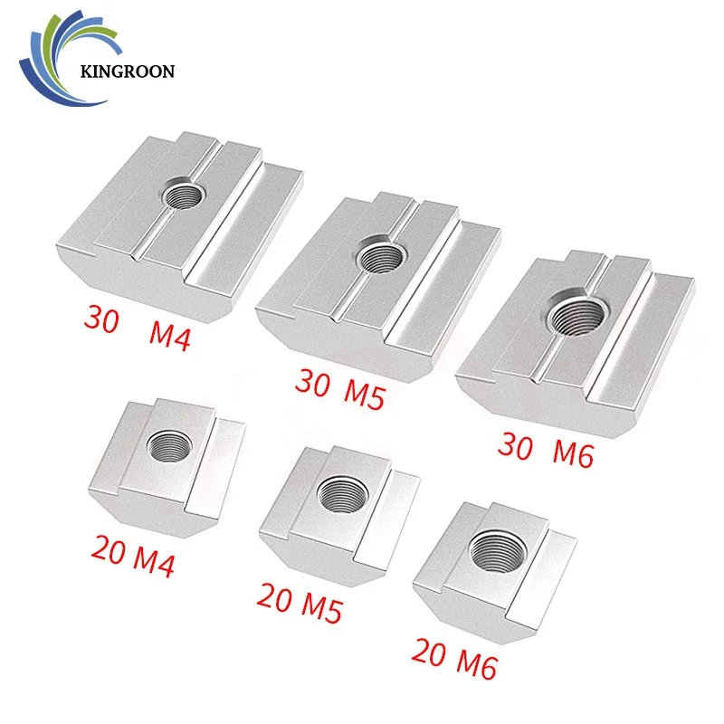 Kingroom-porcas em t para Martelo Deslizante 100 Peças Bloco Quadrado Martelo em t Fixador para Perfil de Alumínio 2023 3030 - Imagem 3
