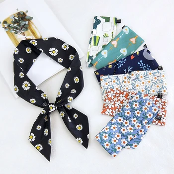 

2020 New Small silk scarf For Women Floral Print Handle Bag Ribbons Fashion long Head Scarf Streamers small Long skinny Scarves