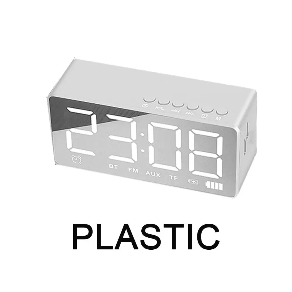 Plastic white Q31 Bluetooth динамик зеркальный светодиодный Будильник с цифровым дисплеем беспроводные FM радио электронные часы для украшения дома настольные часы - Цвет: Plastic white