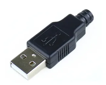 

10 Sets DIY USB Connector Plug A Type Male 4 Pin Assembly Adapter Socket Solder Type Black Plastic Shell For Data Connection