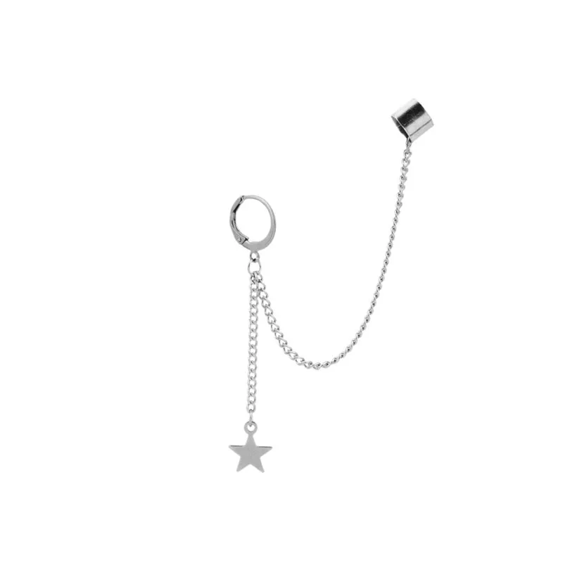 Free Shipping 1pc Kpop Star J HOPE Simple Ear Clip Star Tassel Personality Earrings Women Men Jewelry Never Fade EH-584