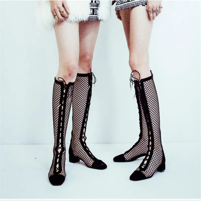 

YECHNE Women Fishing Net Wedges Sandals Casual Plus Size 33 - 40 High Heels Sandals Sexy Summer Fishing Net Hollow Pumps