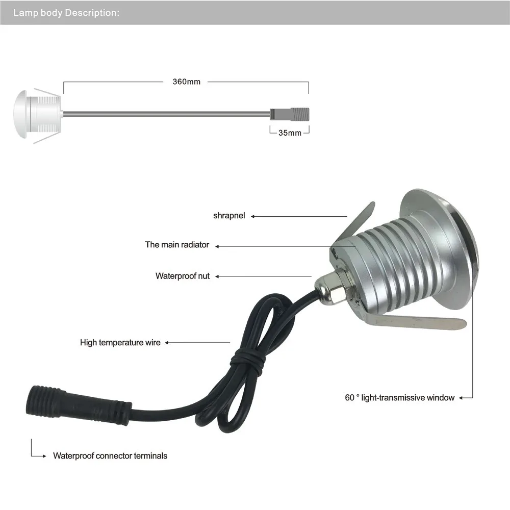 LED Underground Light,  Outdoor Landscape Lighting,  Recessed Spot Light Kit,  IP67 3W 12V Patio Pavers LED Floor Deck Stair Lamp (9)