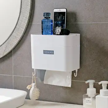 

Multi-Function Toilet Paper Holder Wall Mounted Tissue Box Waterproof Roll paper Storage Rack Bathroom Sundries Organizer Shelf