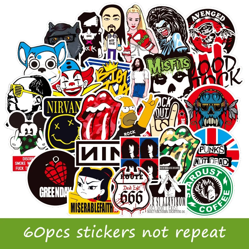 60pcs Hiphop cartoon stickers funny laptop sticker children gift notebook decor PVC for macbook air pro 15 dell lenovo HP acer | Компьютеры