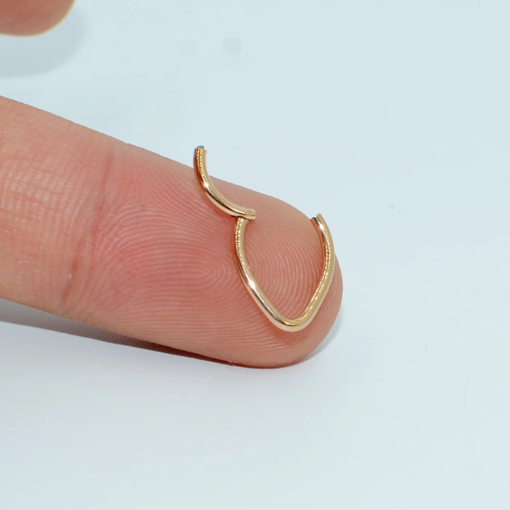 Tajam 1 шт. капли росы откидной перегородки Кликер сегмент нос кольцо для губ, можно носить в ушах, Daith тоннелей, бижутерия для пирсинга, 316L хирургические Сталь - Окраска металла: Style1-Rose Gold