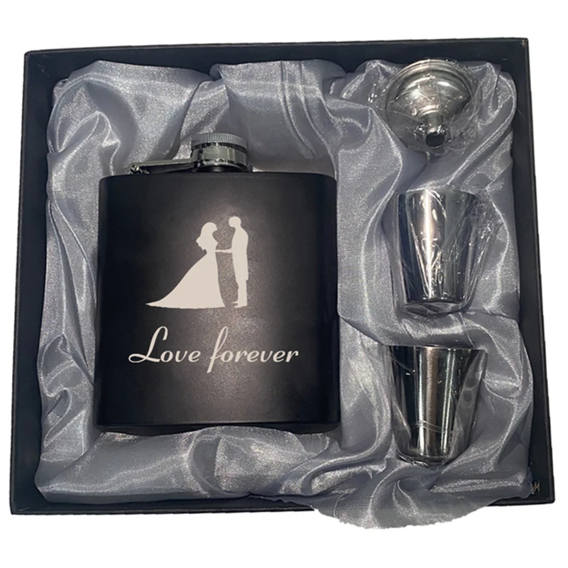 Set de regalo personalizado con acabado de palisandro – Regalos  personalizados para boda – Frasco de novio, despedida de soltero, 7 oz.  frascos de