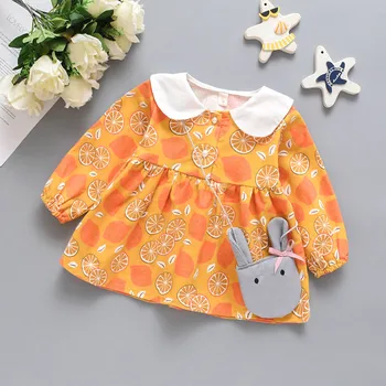 

Girls Dress With Rabbit Ears Infant Baby Girls Cartoon Lemon Print Princess Dress Toddler Girl Lovely Dresses+bag Outfits #LR4