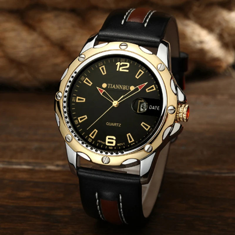 Men's Automatic Movement Fashion Calendar Belt Wristwatch Luminous Waterproof Student Sports Non Mechanical Quartz Watch