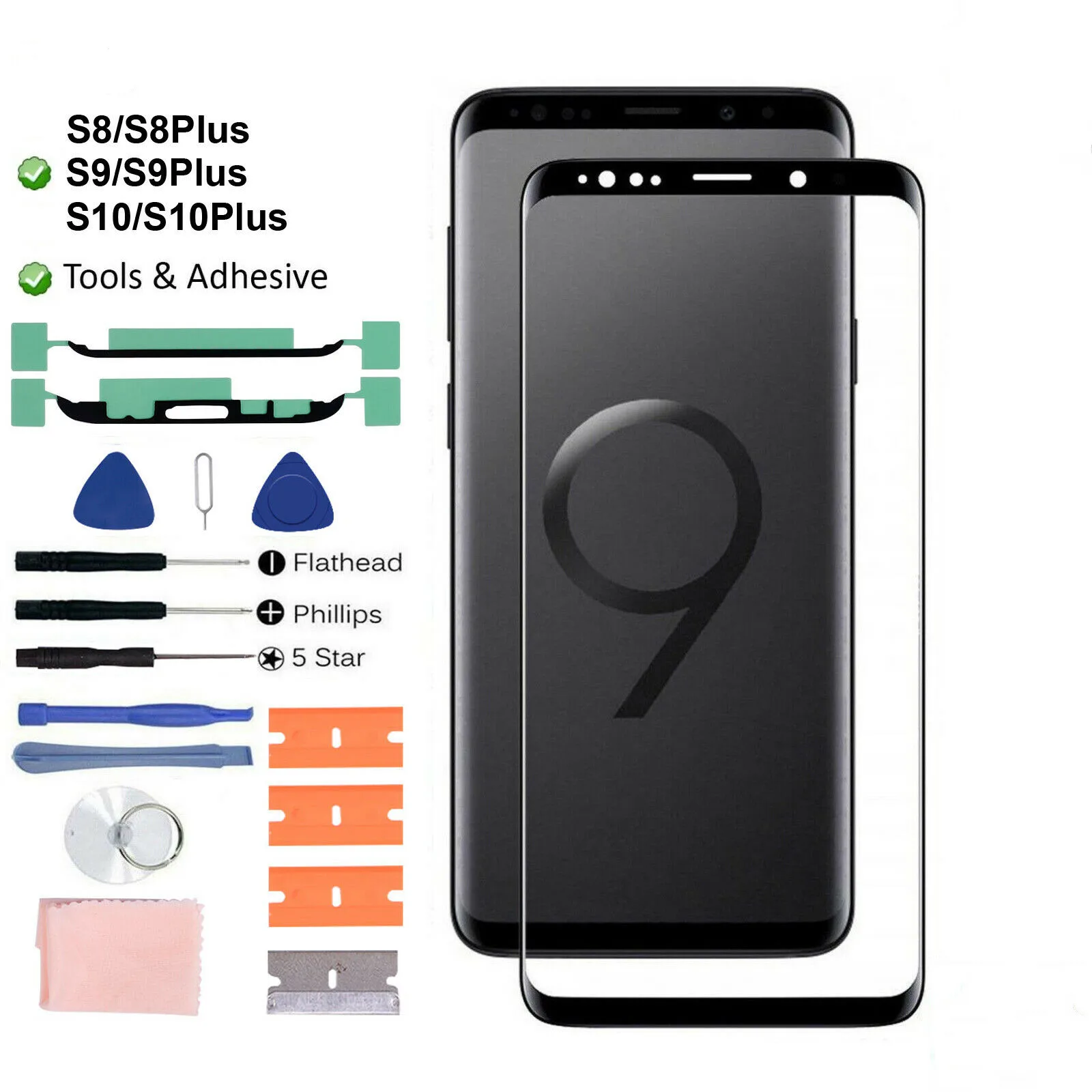 

Front Glass Screen Replacement Repair Kit For Samsung Galaxy S8/S9/S10 Plus