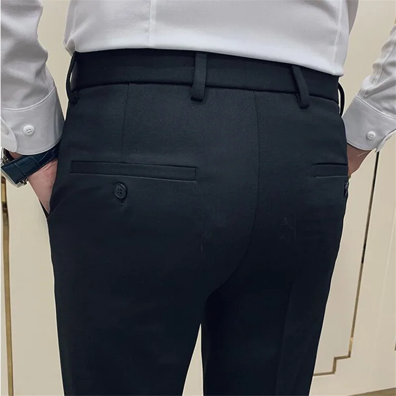 Spring 2025 Men Pants Korean Slim Fit Men Casual Ankle Length Pants Streetwear Men High Quality Black Gray Dress Suit Pant Man 6