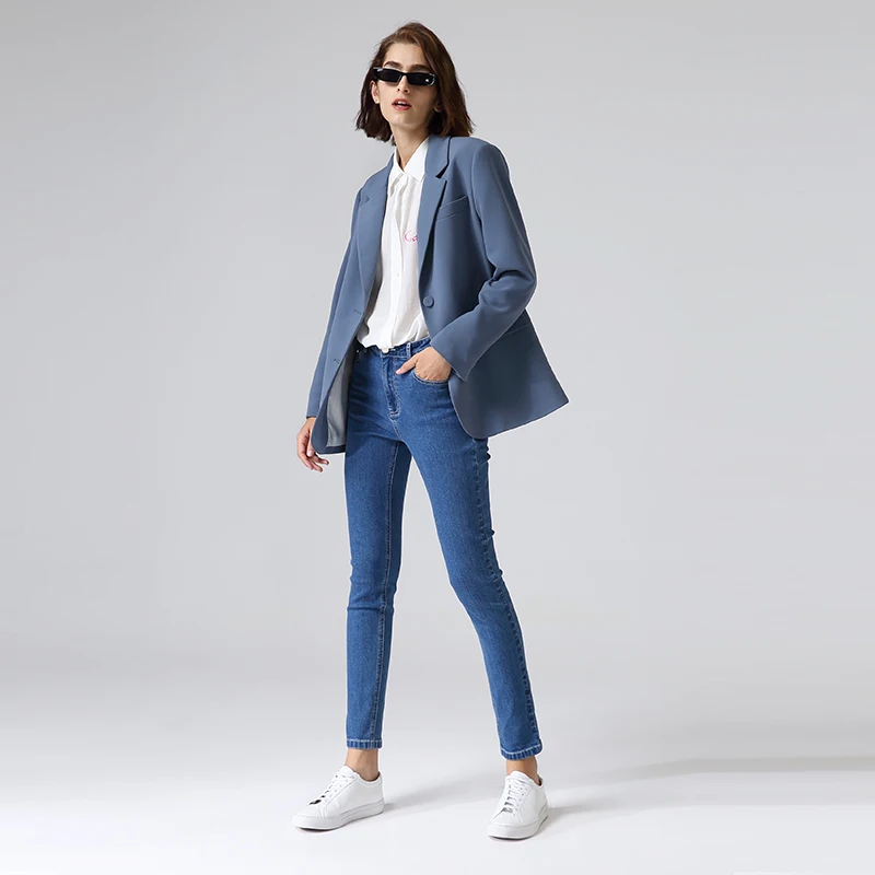 Toyouth обтягивающие джинсы для женщин, одноцветные узкие джинсы, уличная одежда, джинсовые брюки с боковыми заклепками