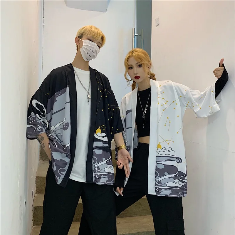 

Japanese Kimono Cardigan Women Summer Hakutaku Print Blouse Coat 2019 New Fashion Causal Cardigans Top Clothing