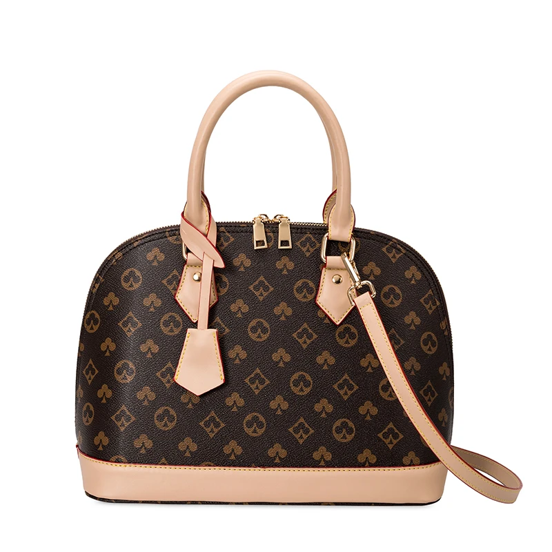 

Large Capacity Flower Printing Women Shell Bag Genuine Leather Ladies Handbags Top Quality Female Shoulder Messenger Louis Bags