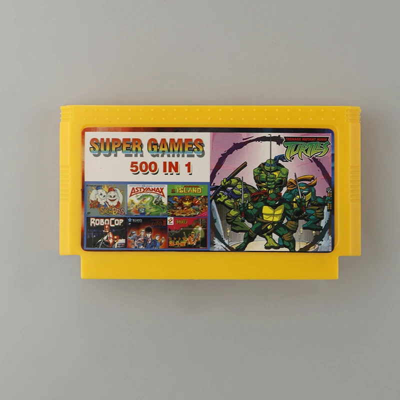 

500 In 1 Classic Pocket Games In 1 Cartridge Big Yellow Game Card For 8 Bit 60pin Game Player
