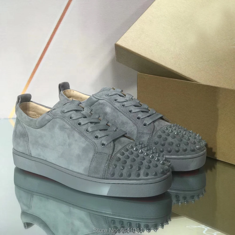 New Low Cut Leisure cl andgz Blue Suede Leather Rivets Toe cap Red bottoms men Sports shoes sneakers Flat Loafers Footwear