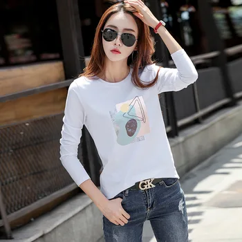 

Printed T Shirt Women Cropped Tops Tee Shirt Woman Clothing High Quality White