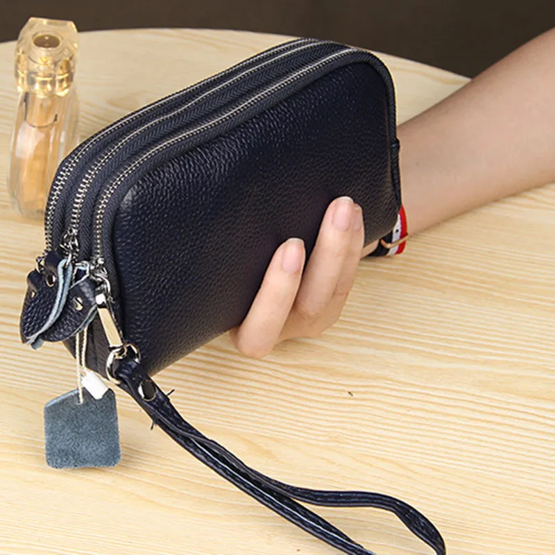 Hot Selling Long Women Leather Wallet 3 Layers Zipper Wristlet Bag Large Capacity Coin Purse Mobile Phone Bag-B5