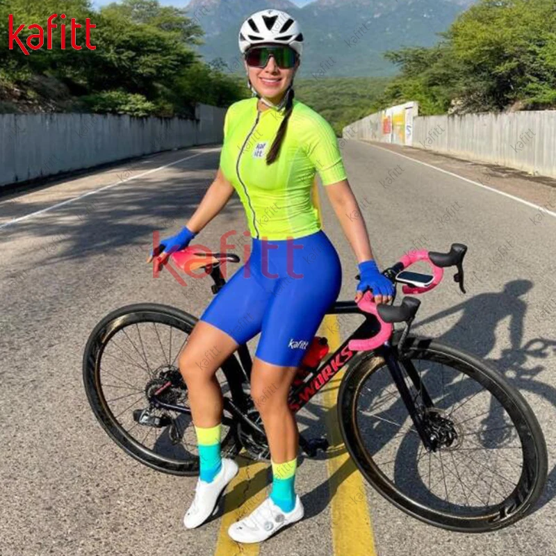 Kafitt Female Cycling Monkey Pink Suit Cycling Outfit Short Bodysuit Cycling Jersey Female Bisiklet Jumpsuit Robe Sets Women's 5