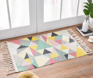 Современный простой Противоскользящий Мандала геометрический домашний декор хлопчатобумажные тканые коврики кухня столовая кисточки спальня пол ковер LF961 - Цвет: style 10