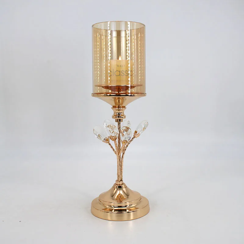 S Tall 35cm Дизайн золотой хрустальный металлический чайный светильник, стеклянные подсвечники для кофейного бара, столешницы для дома, свадебные украшения - Цвет: S Tall 35cm