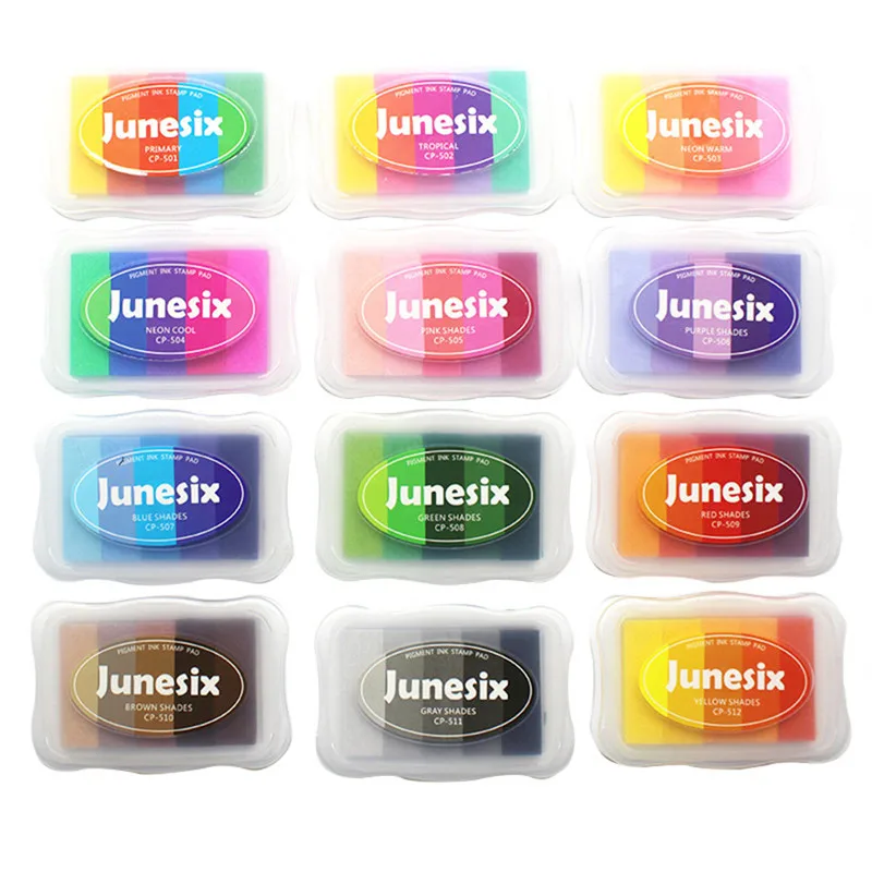 

Ink Pad Gradient Rainbow Palaette Non-toxic Washable Paint Finger Crafts Rubber Stamps Paper Fabric Fingerprints Card Making