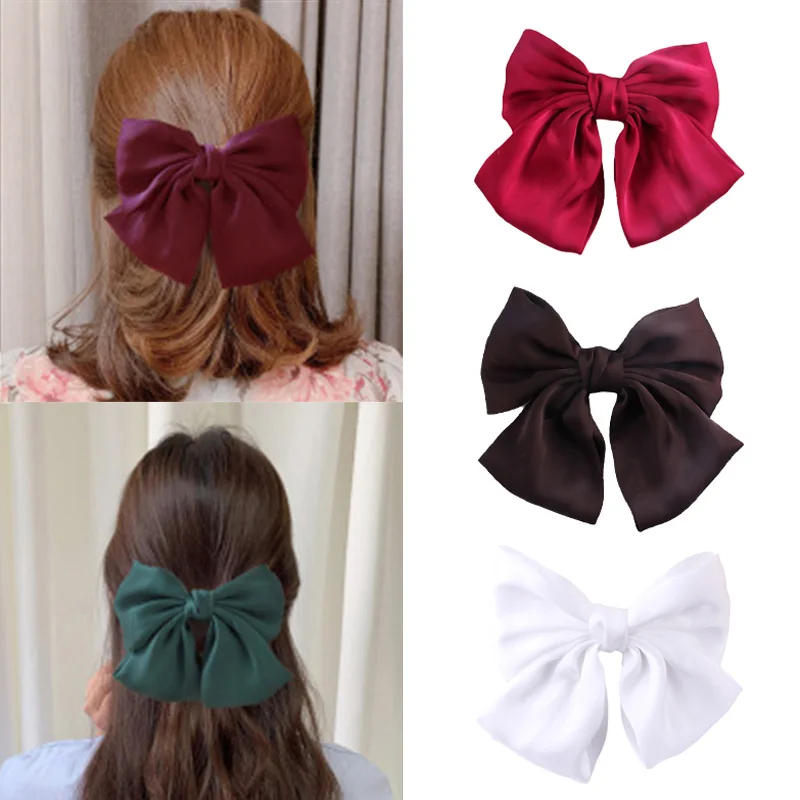 

Korea Hair Clip for Women Big Satin Hair Bows with French Clip Handmade Butterfly Bow Hairpin Girls Clips for Hair Accessories