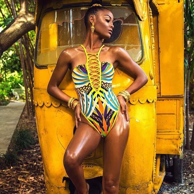 Nyerowo African Dashiki One Piece Bathing Suit - Image 2