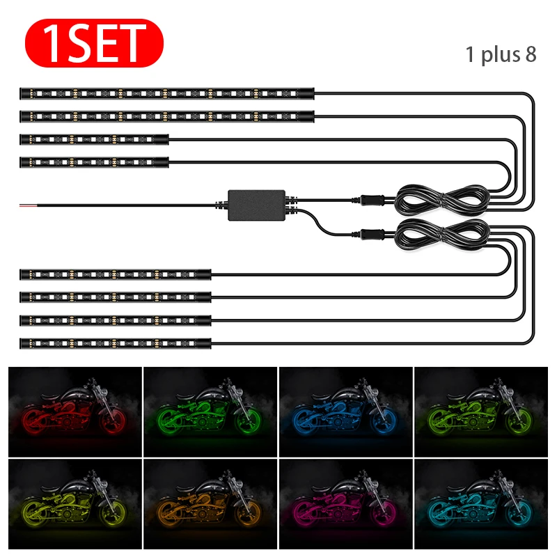 LED Car Motorcycle Decorative Ambient Lamp Flexible Strip Lights 5050 SMD  APP Sound Control RGB Waterproof