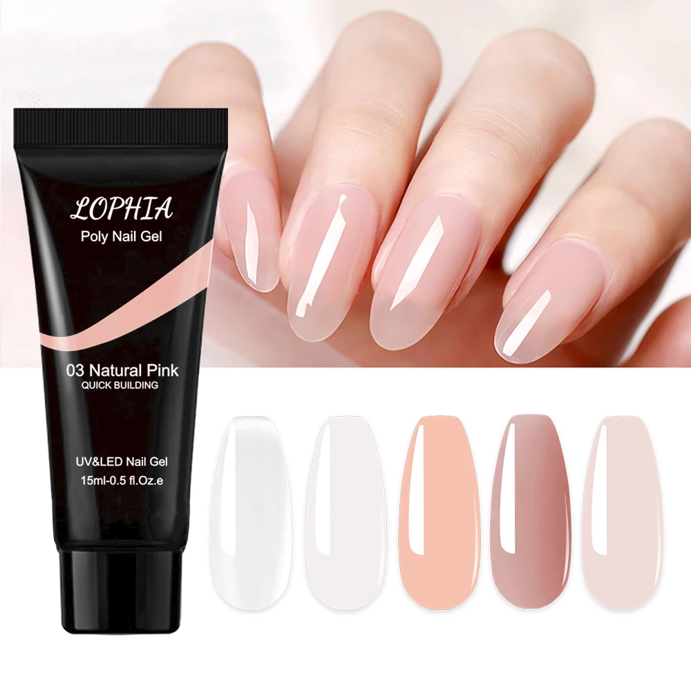LOPHIA Poly Nail Gel 15ml Builder Extension Gel Semi Permanent Hybrid Varnishes Gel Polish All For Manicure Nail Art Design