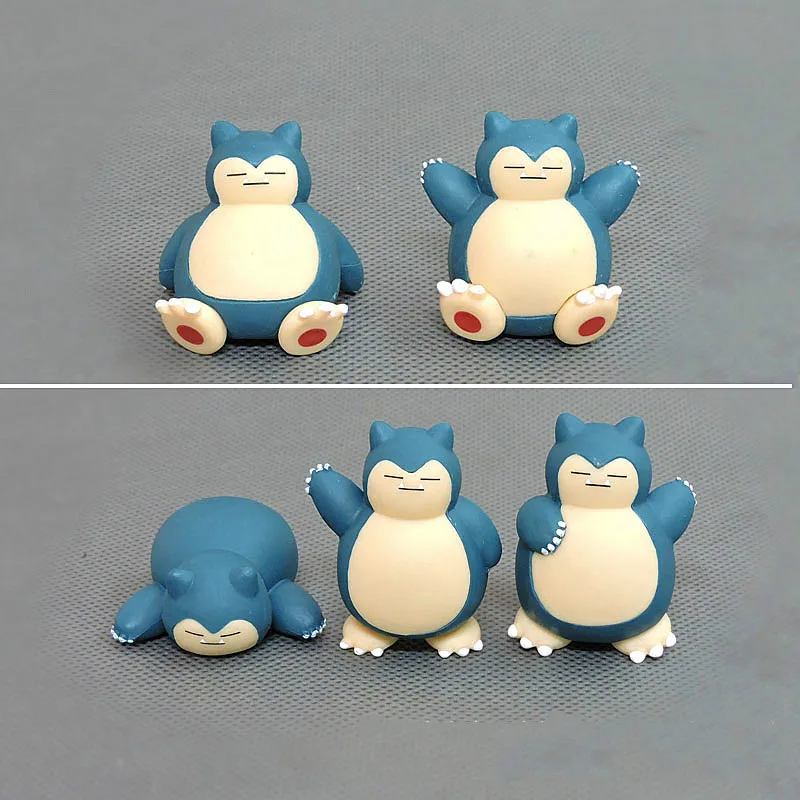 3.5cm 5pcs/set Pokemon Action Figures Snorlax pikachu Anime Figure Model Toy Gift for Kids
