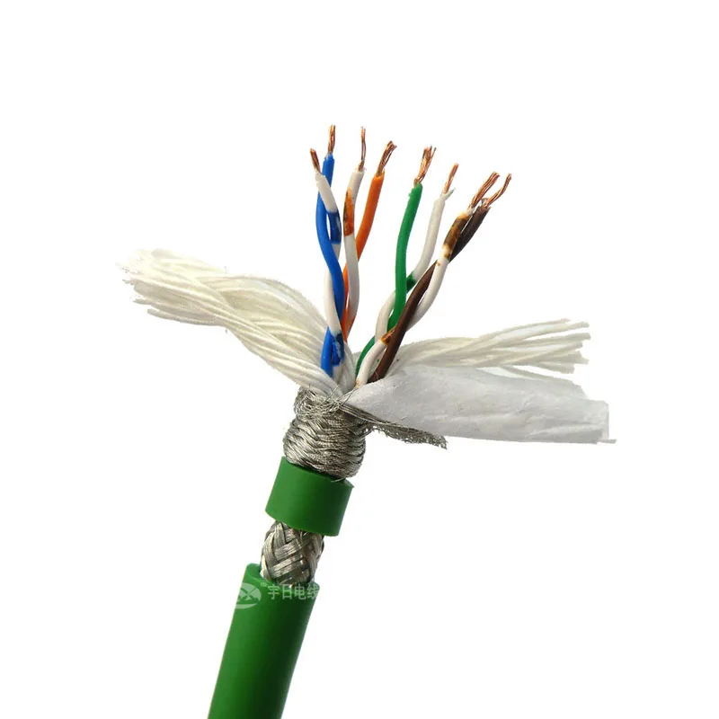 Высокий гибкий кабель Ethernet промышленный cat5e 8 ядро 0.14mm м² 26AWG экранированный витая