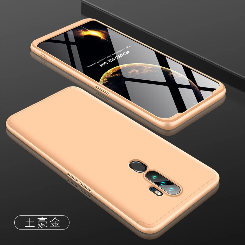 Gold Чехол GKK для OPPO A5 чехол 3 в 1 полная защита противоударный жесткий матовый чехол для OPPO A11X чехол Fundas - Цвет: Gold