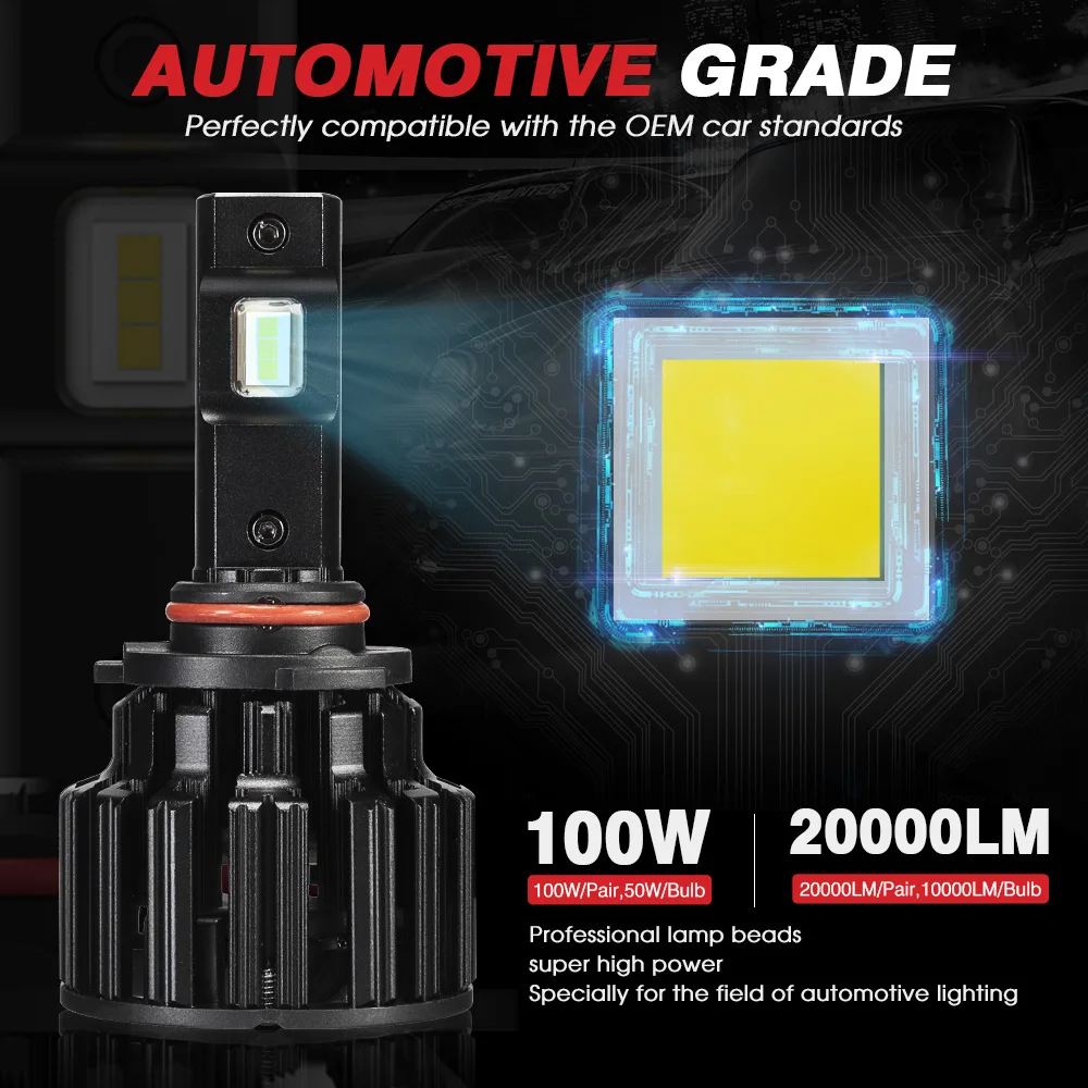 Novsight супер яркий 100W H7/H11/9005/9006 HB4 Автомобильный светодиодный комплект для замены Hi/Low 6500K