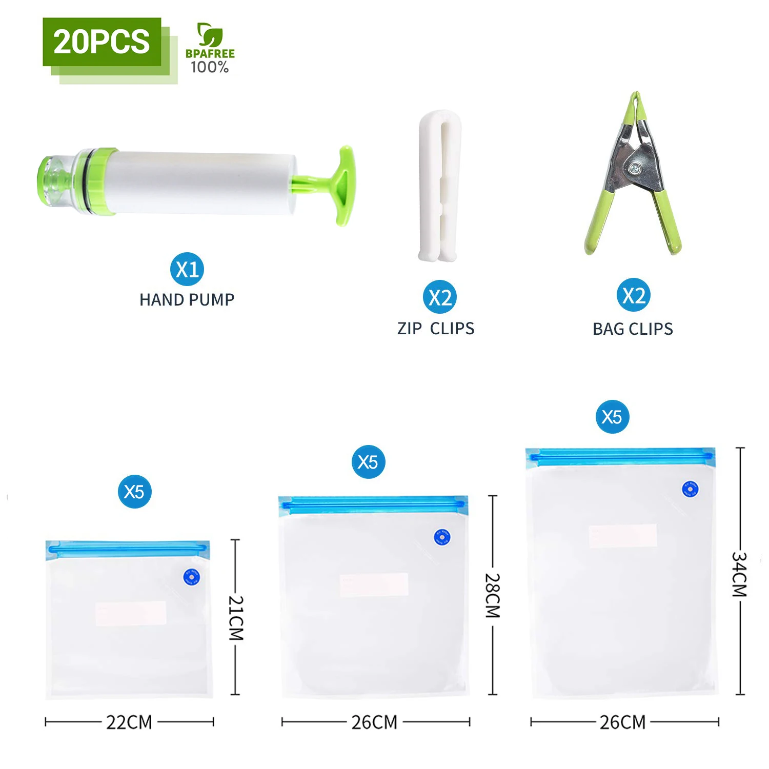 Kits de bolsas de almacenamiento al vacío de comida reutilizables con