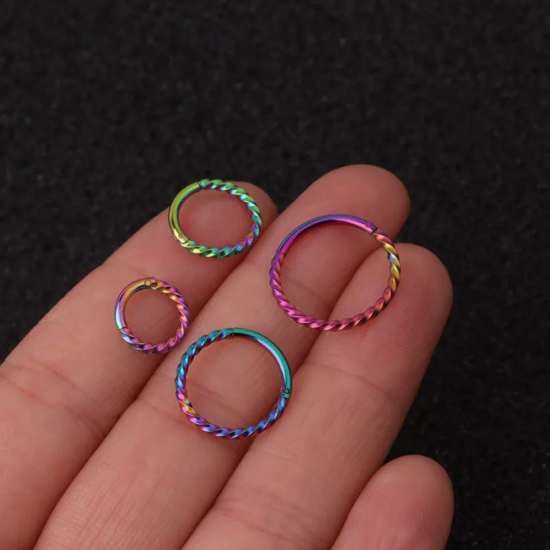 1 stück 16g Chirurgische Stahl Klapp Segment Clicker Ring Nase Septum Piercing Helix Knorpel Daith Twist Hoop Piercing Ohrring – Detail 5