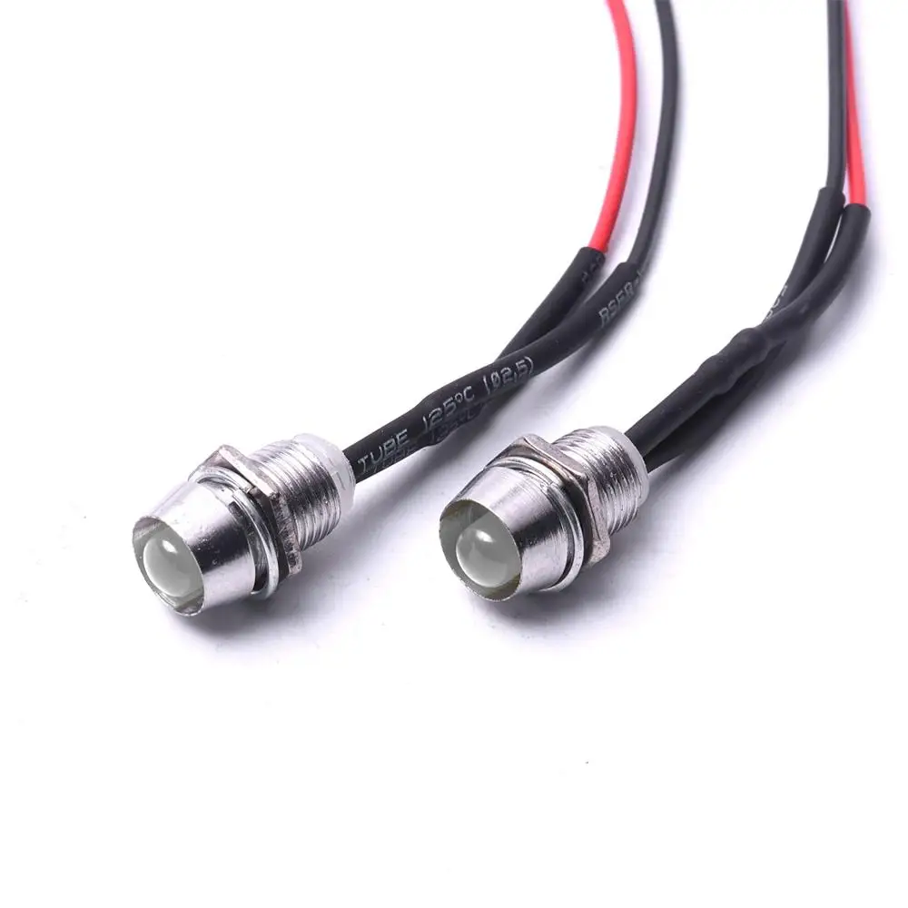 10pcs IP65 Waterproof AD26C-8L DC 12V LED Metal Warning Indicator Light Signal Lamp With Wire Red Yellow Blue Green White