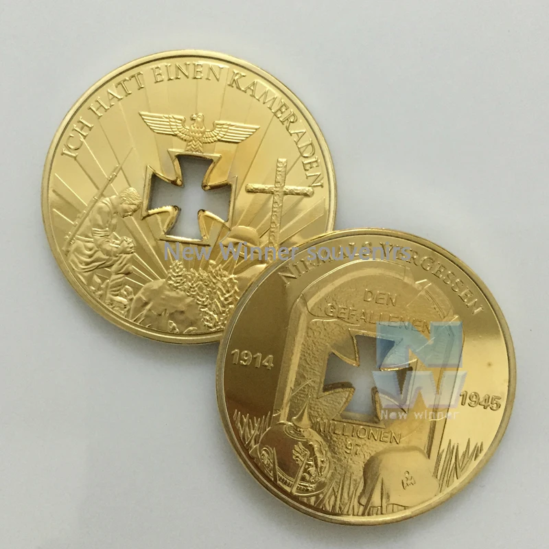 

The World War Memory DEN GEFALLENEN 24K Real Gold Plated Hollow Germany Cross Gold Plated Coin Souvenir Decoration Germany Coin