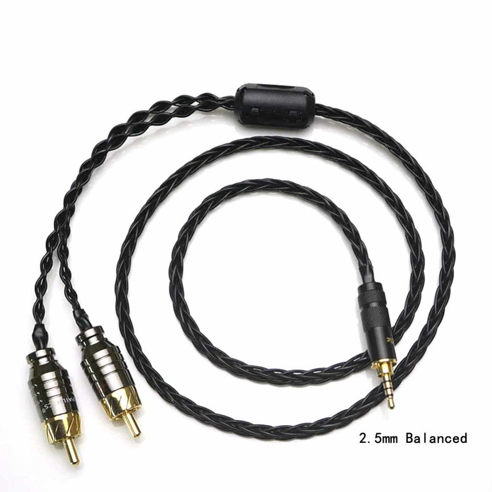 2 5 3 5 4 4mm Balanced Male to 2 RCA Male Splitter Audio Cable 24AWG OCC Silver plated Cable for headphone Player